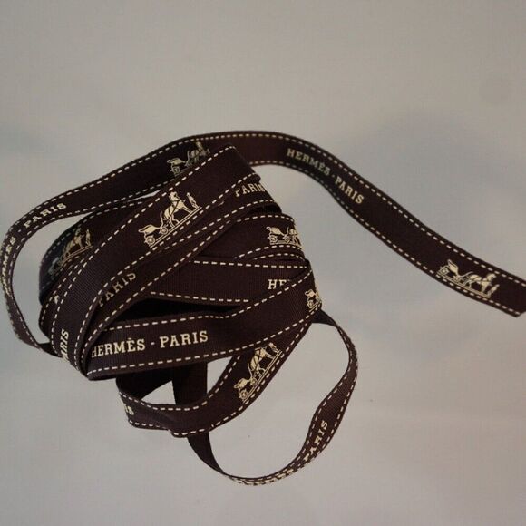 Hermes Paris Authentic Designer Ribbon Gift Wrapping Brown 2 Yards 10 Inches - Picture 3 of 5